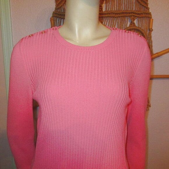 J.McLaughlin Seaspray Sweater Size M Pink Ribbed Pullover Pink Nautical Preppy - Picture 2 of 14